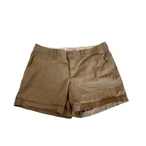 Old Navy Favorite Chino Shorts Women's 12 Khaki Flat Front Slash Pocket 5”Inseam